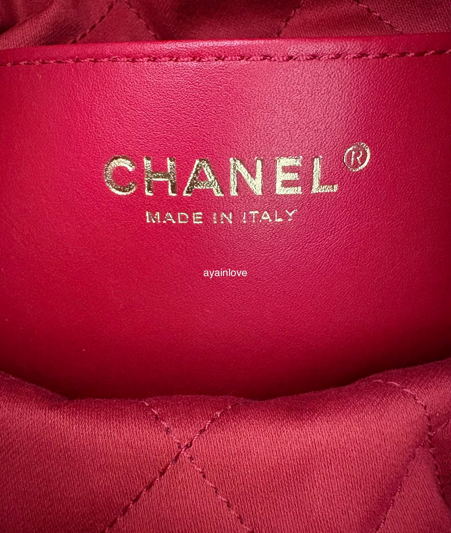 CHANEL Mini 22 Red Shiny Calf Skin Bag Gold Hardware
