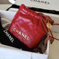 CHANEL Mini 22 Red Shiny Calf Skin Bag Gold Hardware