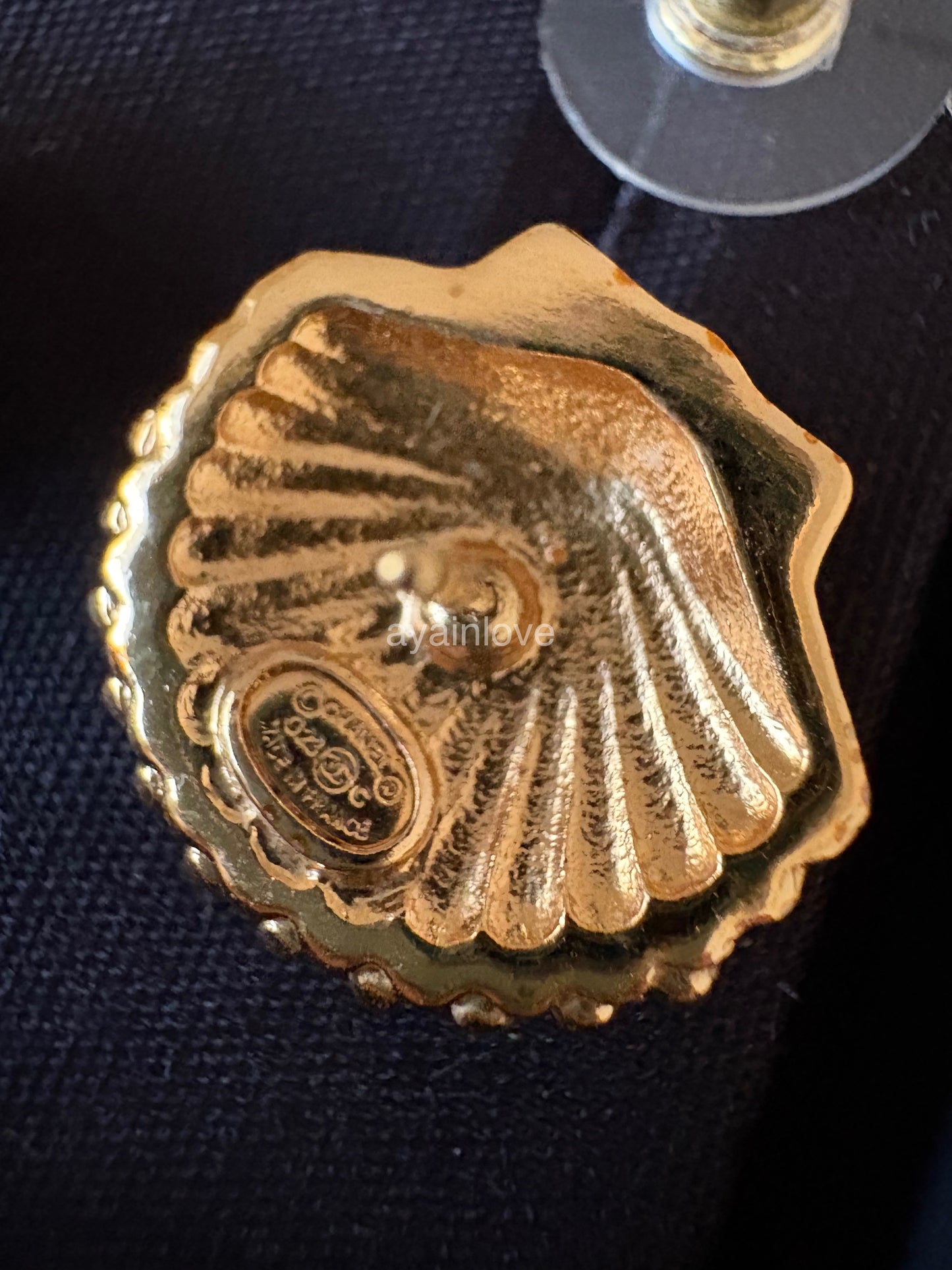 CHANEL 23C Shell CC Multicolour Crystal Stud Earrings Gold Hardware