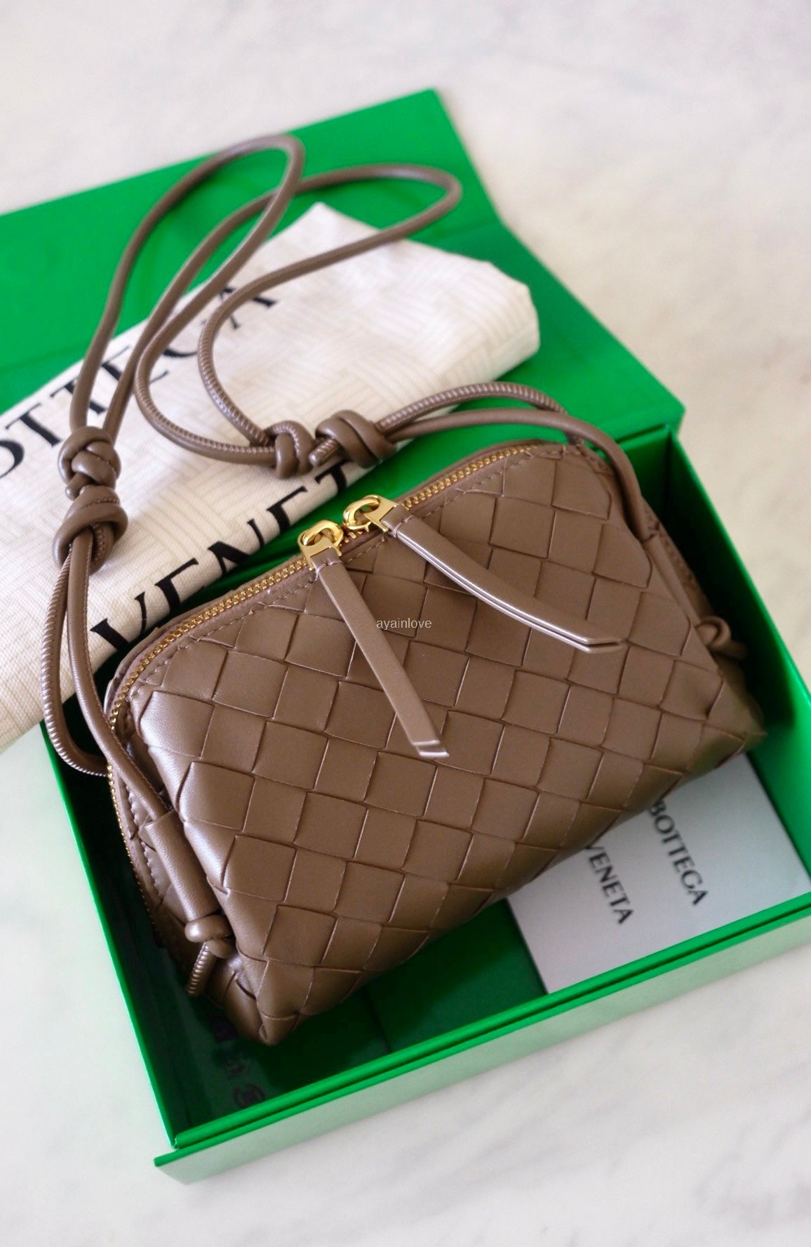 BOTTEGA VENETA BV Concert Pouch Pinecone Bag Gold Hardware