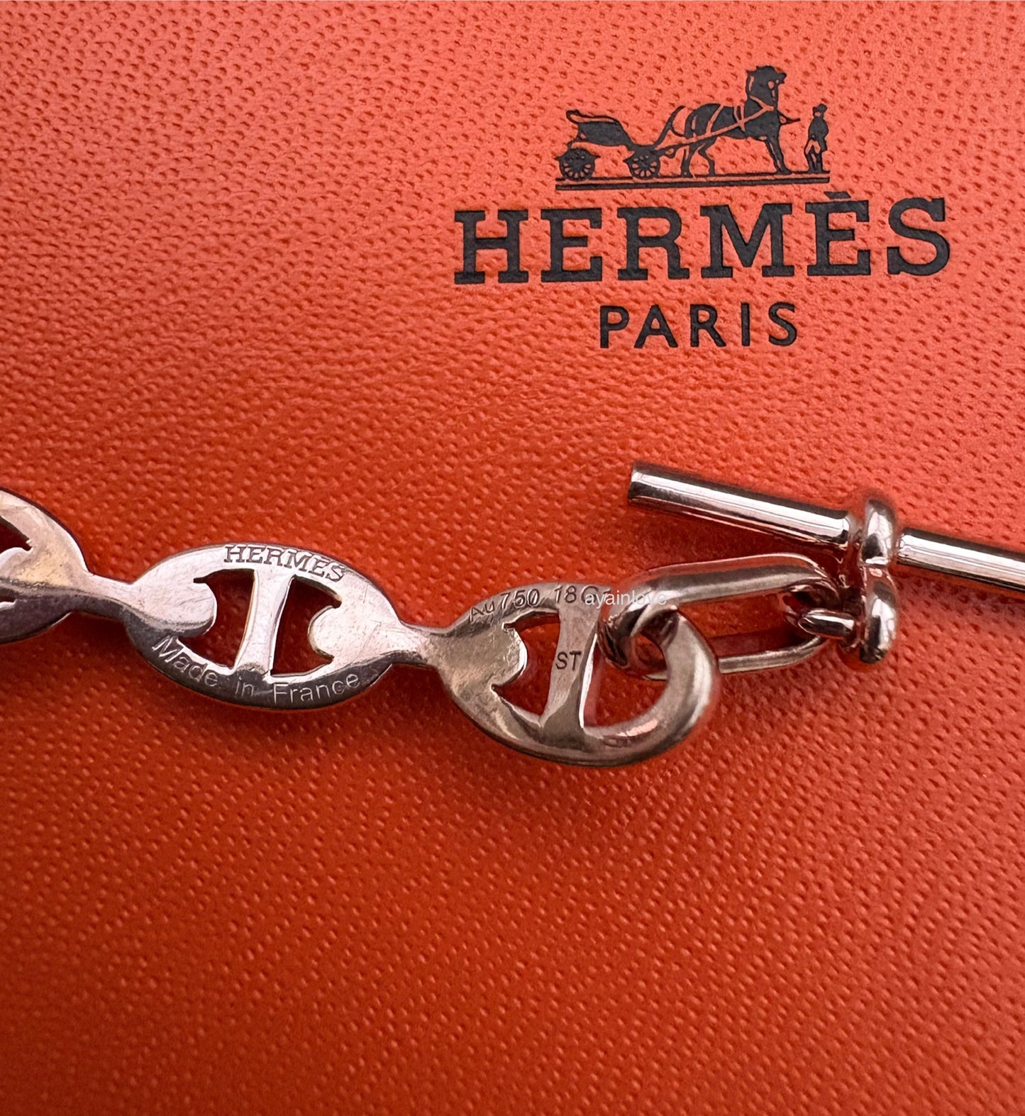 HERMES Enchaine Chaine d’ Ancre 18KT Rose Gold Bracelet PM Toggle Clasp Size ST