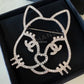 CHANEL 16K Cat Choupette Crystal Large Brooch