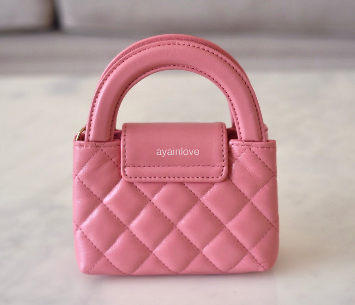 CHANEL, Bags, New 23k Chanel Kelly White Gold Top Handle Nano Mini Slg  Shopping Bag Handbag
