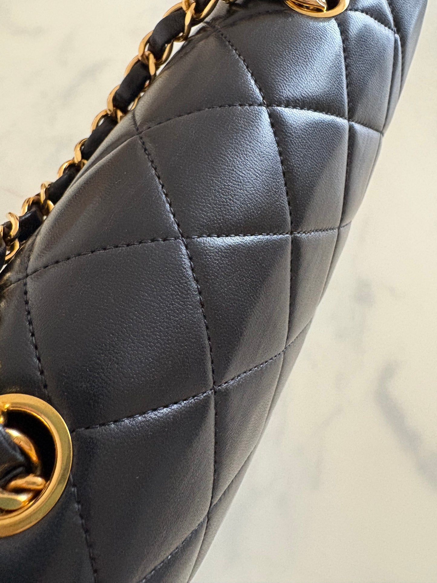 CHANEL Vintage Black Quilted Lambskin Small Diana Flap Bag 24KT Gold Plated Hardware Series 3