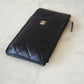 CHANEL Classic Black Caviar Phone Pouch Card Holder Gold Hardware