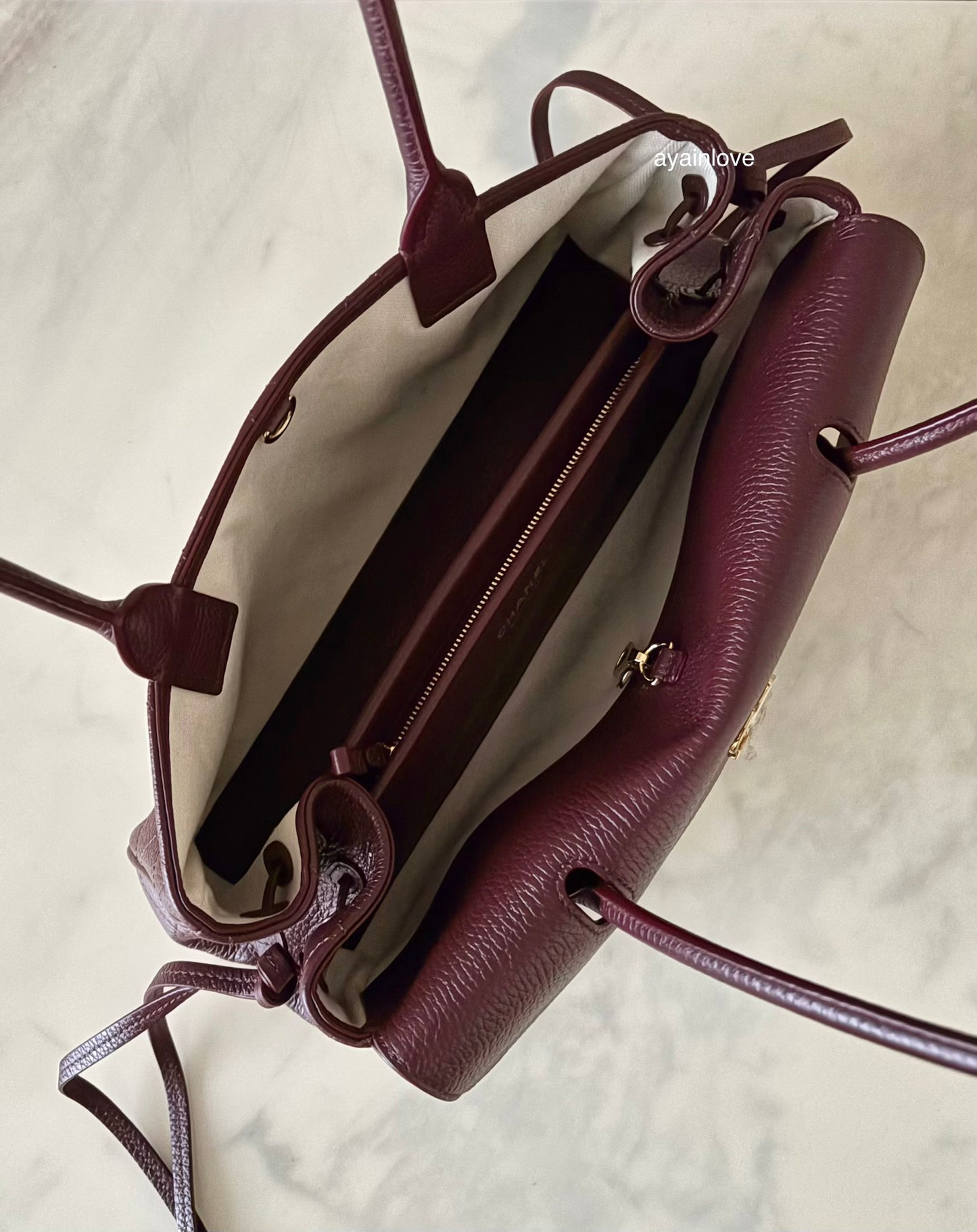 CHANEL 26S Burgundy Caviar Small Tote Urban Essential Bag Gold Hardware