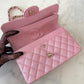 CHANEL 19S Iridescent Pink Caviar Small Classic Flap Light Gold Hardware