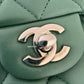 CHANEL Dark Green Lambskin Medium/Large Classic Flap Silver Hardware