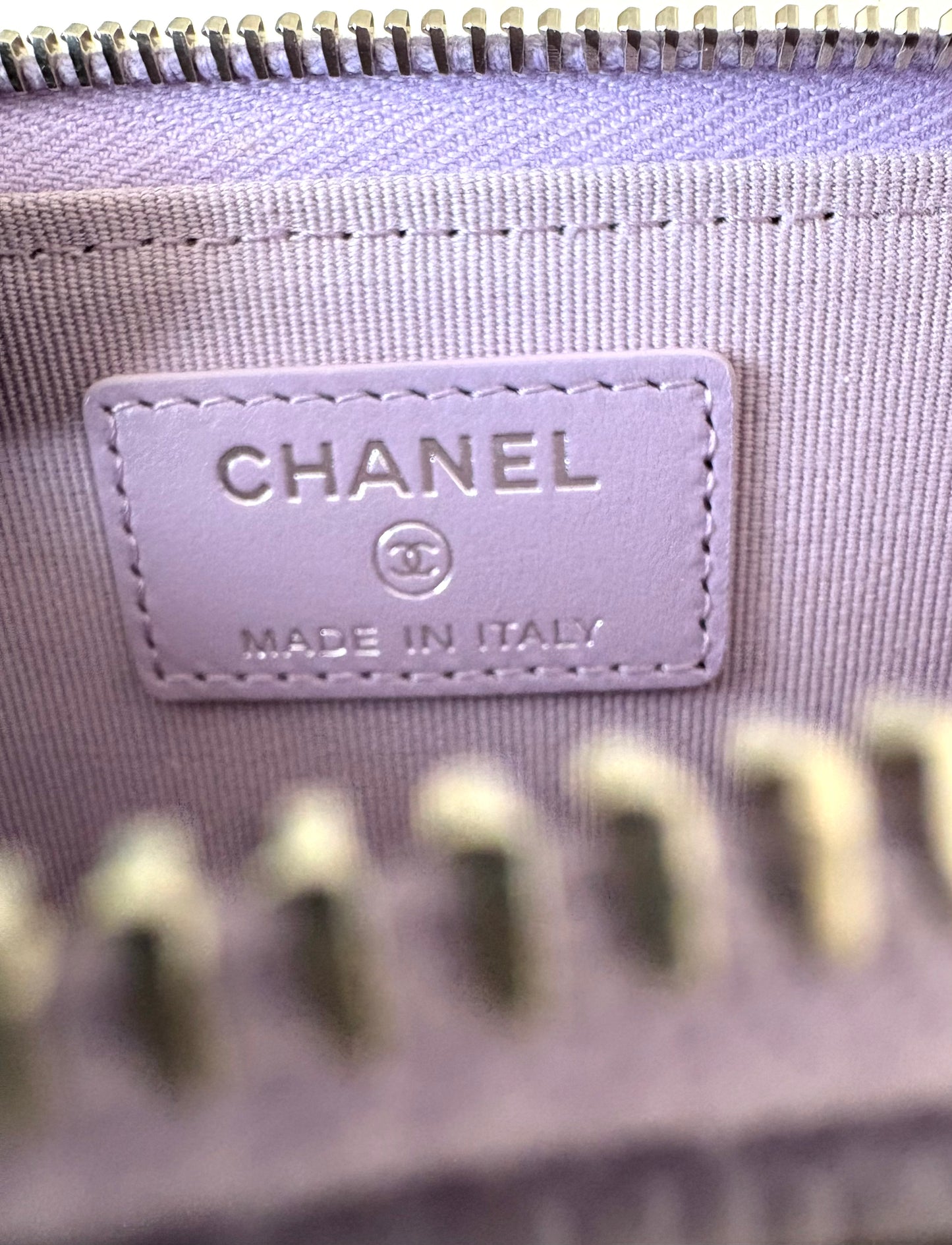 CHANEL Light Purple Caviar New Style XL Zippy Card Holder Wallet Silver Hardware