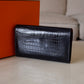 HERMES Constance Blue Marine Shiny Alligator Bicolor Verso Cuivre Long Wallet To Go Rose Gold Hardware