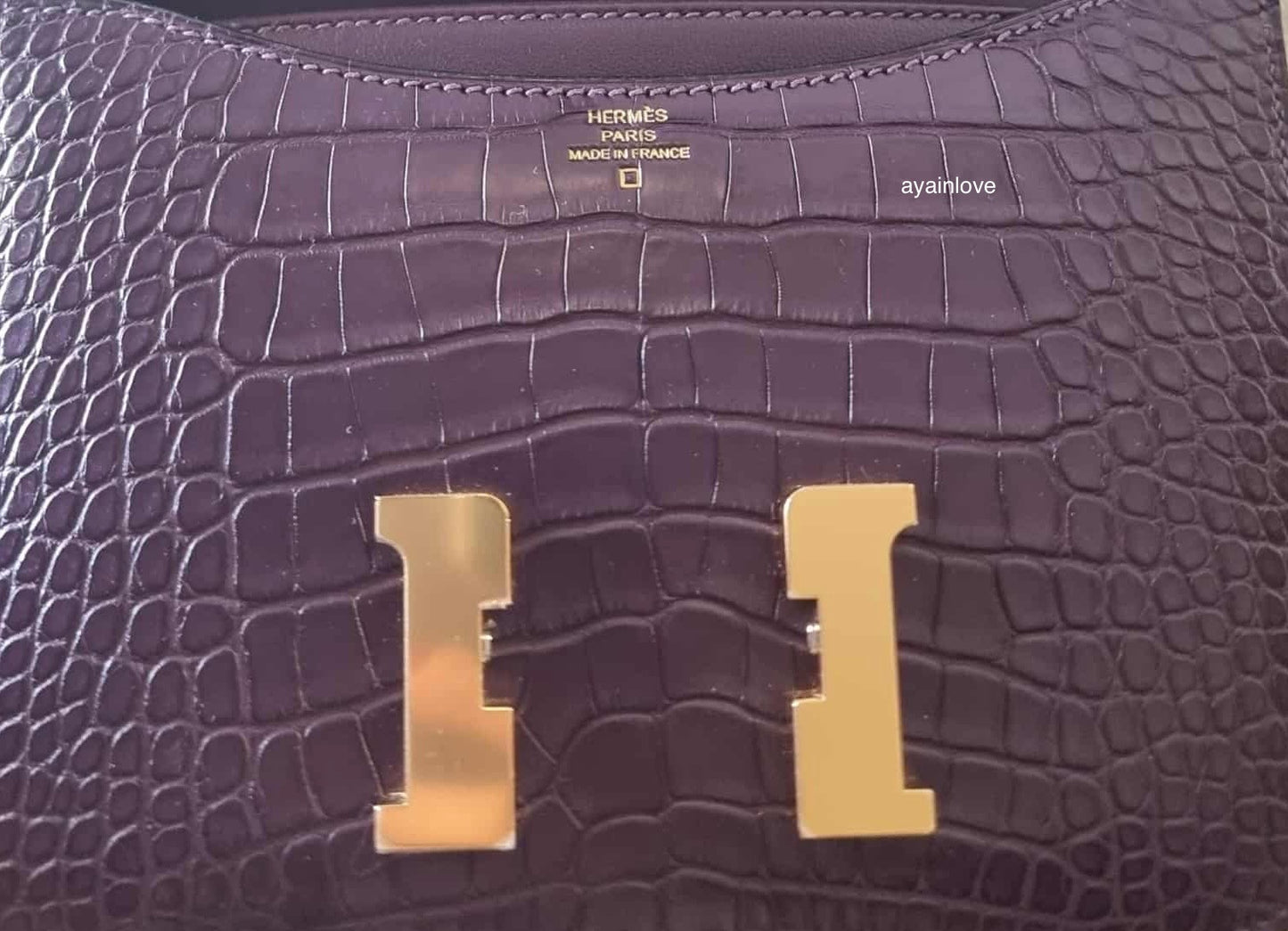 HERMES Constance Mini 18 Amethyst Matte Alligator Gold Hardware Y Stamp