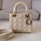 DIOR Small Lady Dior Beige Patent Cannage Calf Skin Bag