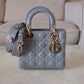 DIOR Small Lady Dior Grey Cannage Lambskin My ABCDior Bag