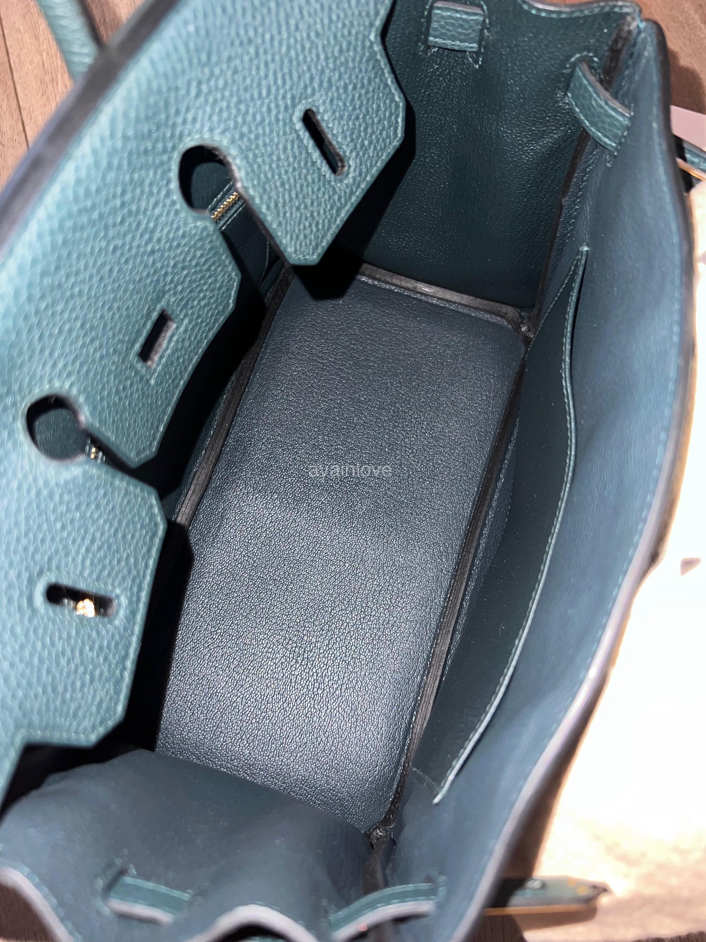 HERMES Birkin 25 Vert Cypress Togo Bag Gold Hardware U Stamp