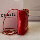 CHANEL Mini 22 Red Shiny Calf Skin Bag Gold Hardware