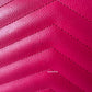 Yves Saint Laurent YSL Classic Cassandre Fuchsia Chevron Quilting Wallet on Chain Gold Hardware