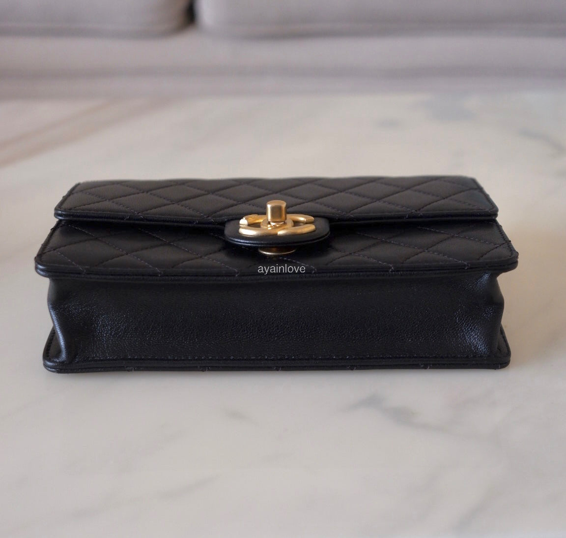 CHANEL 19S Chic Pearl Black Goatskin Flap Bag Gold Hardware