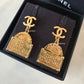 CHANEL 22A Rue Cambon CC Logo Drop Earrings Gold Hardware