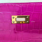HERMES Kelly Pochette Rose Scheherazade Shiny Alligator Gold Hardware C Stamp