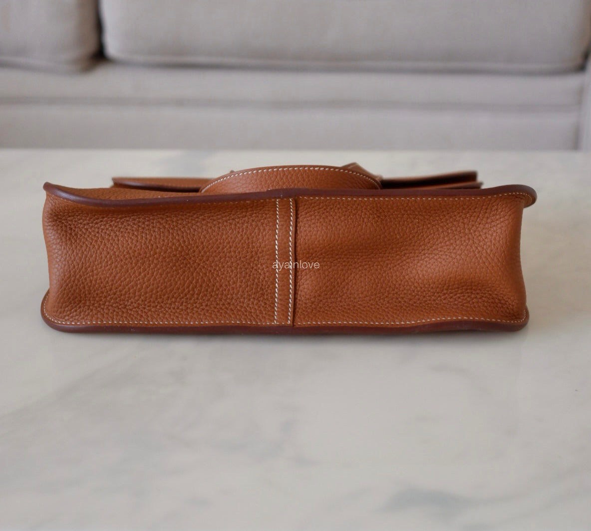 HERMES Halzan 31 Gold Clemence Gold Hardware D Stamp