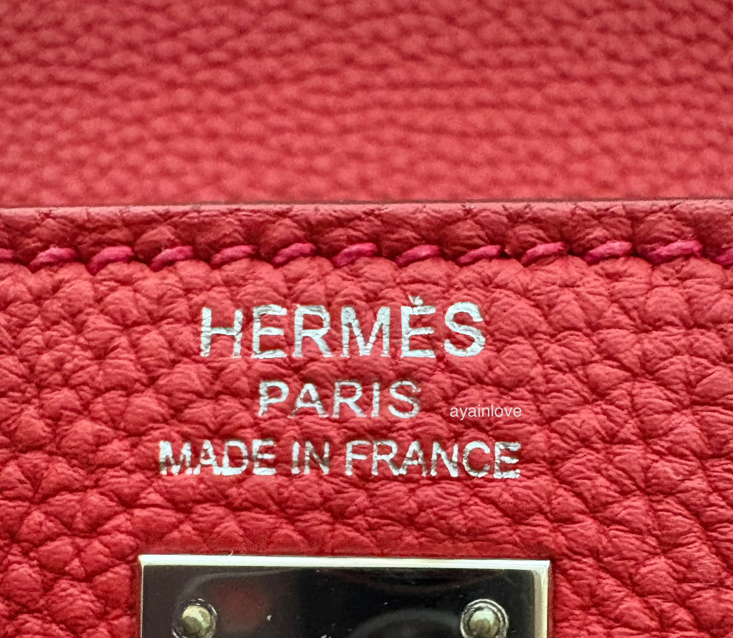 HERMES Kelly 25 Geranium Togo Retourne Palladium Hardware X Stamp