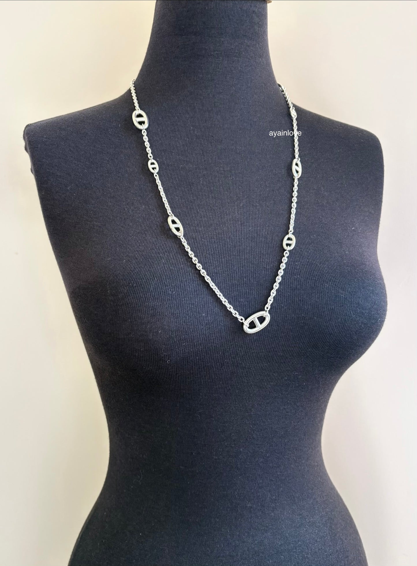 HERMES Farandole Long Necklace 80 Sterling Silver