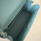 CHANEL 2022 Turquoise Blue Lambskin Microchipped Quilted Square Mini Flap Bag Light Gold Hardware