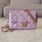 CHANEL 21K Iridescent Pink Caviar My Perfect Square Mini Flap Bag Gold Hardware