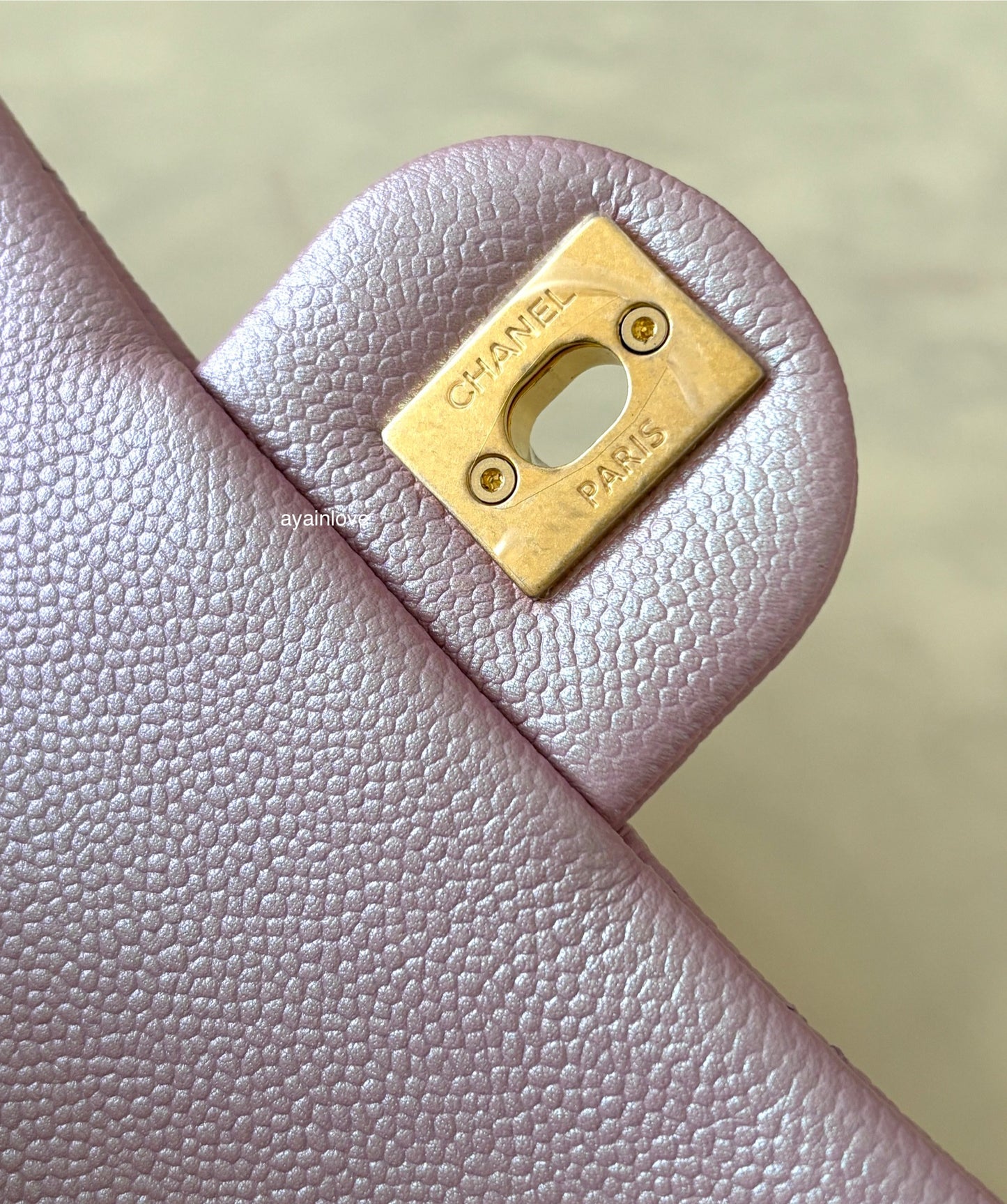 CHANEL 21K Iridescent Pink Caviar My Perfect Square Mini Flap Bag Gold Hardware