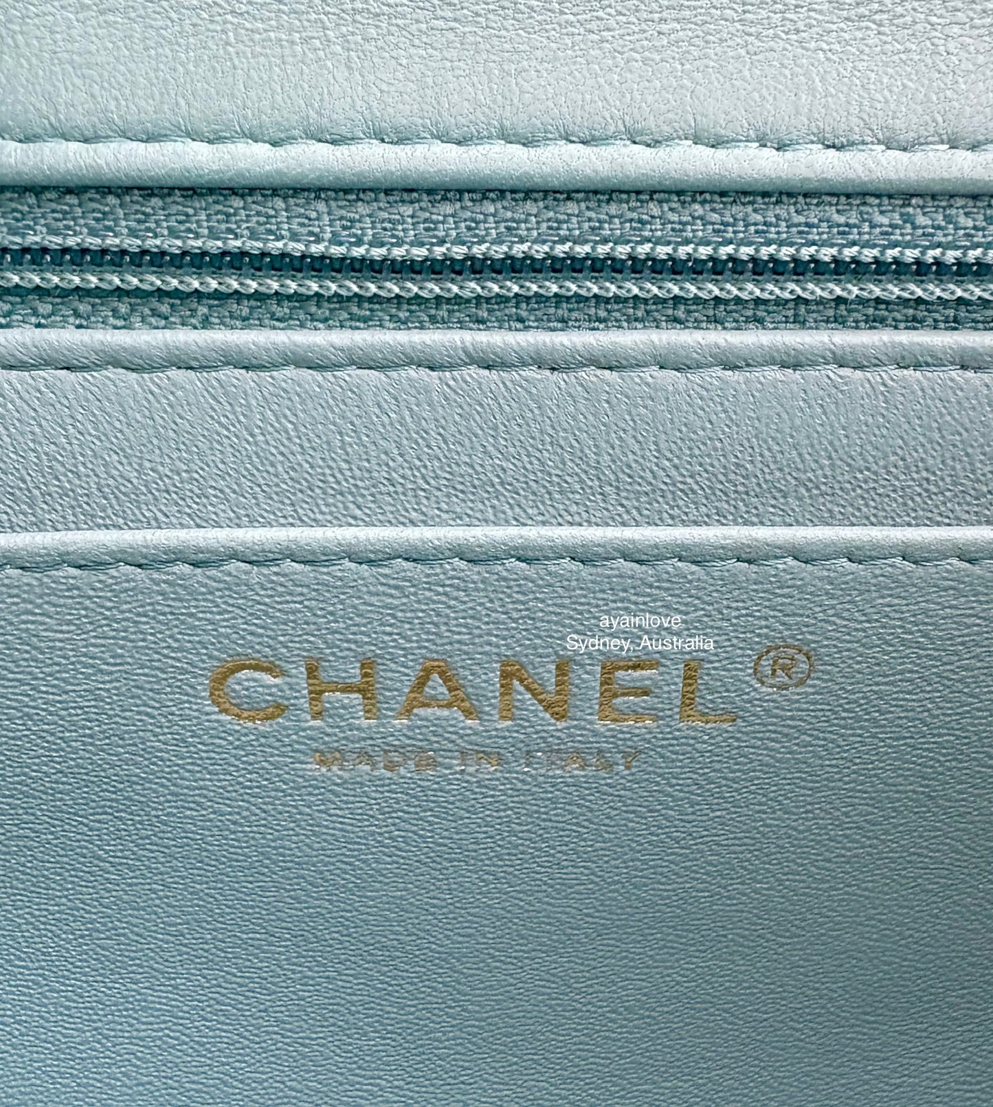 CHANEL 2022 Turquoise Blue Lambskin Microchipped Quilted Square Mini Flap Bag Light Gold Hardware