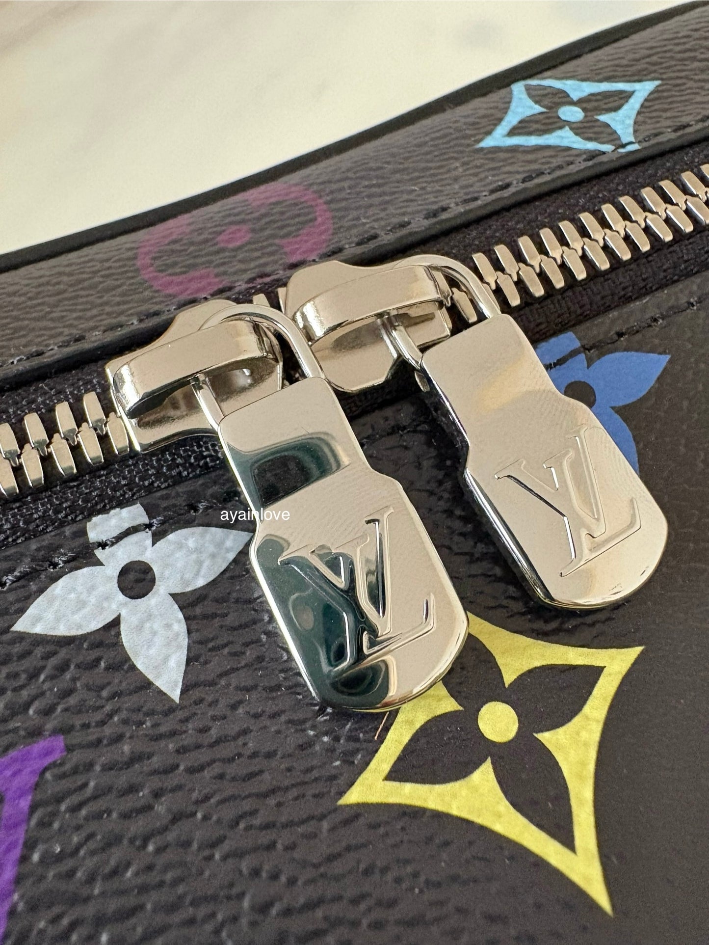 LOUIS VUITTON LV x TM Black Multicolour Murakami Rainbow Nice Mini Bag