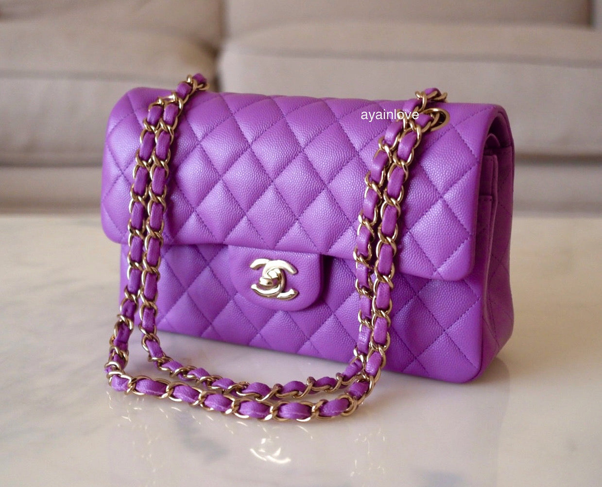 Chanel Jumbo Dark Purple Quilted Lambskin Classic Double Flap Bag