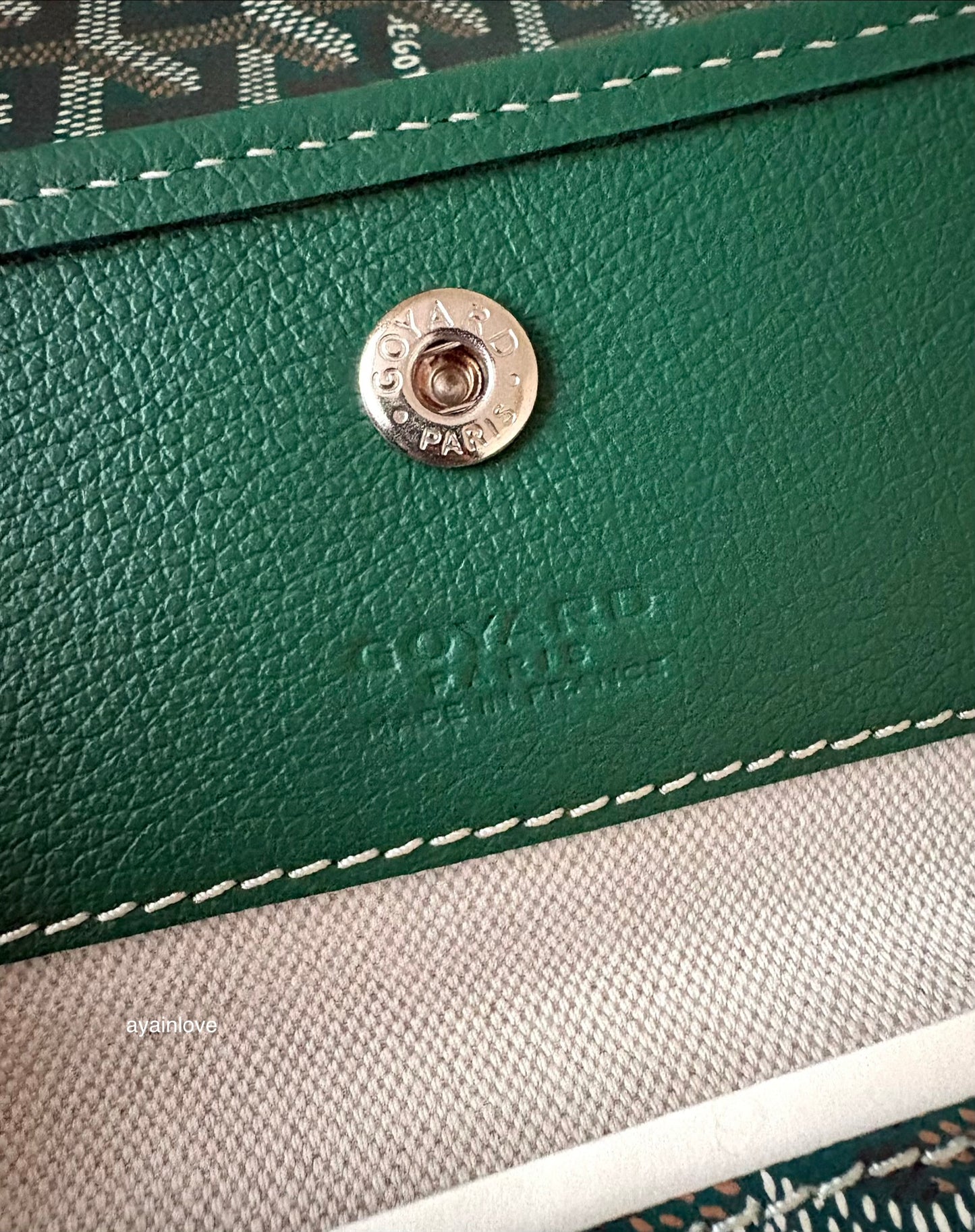 GOYARD Green Goyardine Hobo Boheme PM Bag with Blue Heart Stamp