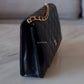 CHANEL Black Caviar Microchipped Classic Wallet On Chain Gold Hardware