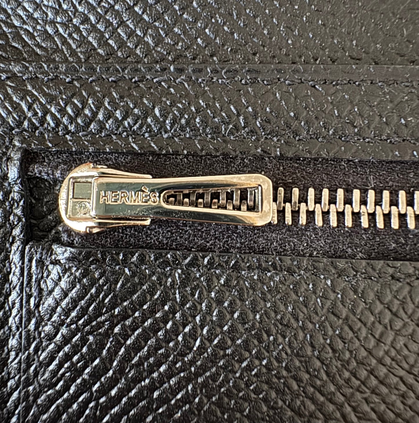 HERMES Bearn Wallet Epsom Black Noir Palladium Hardware C Stamp