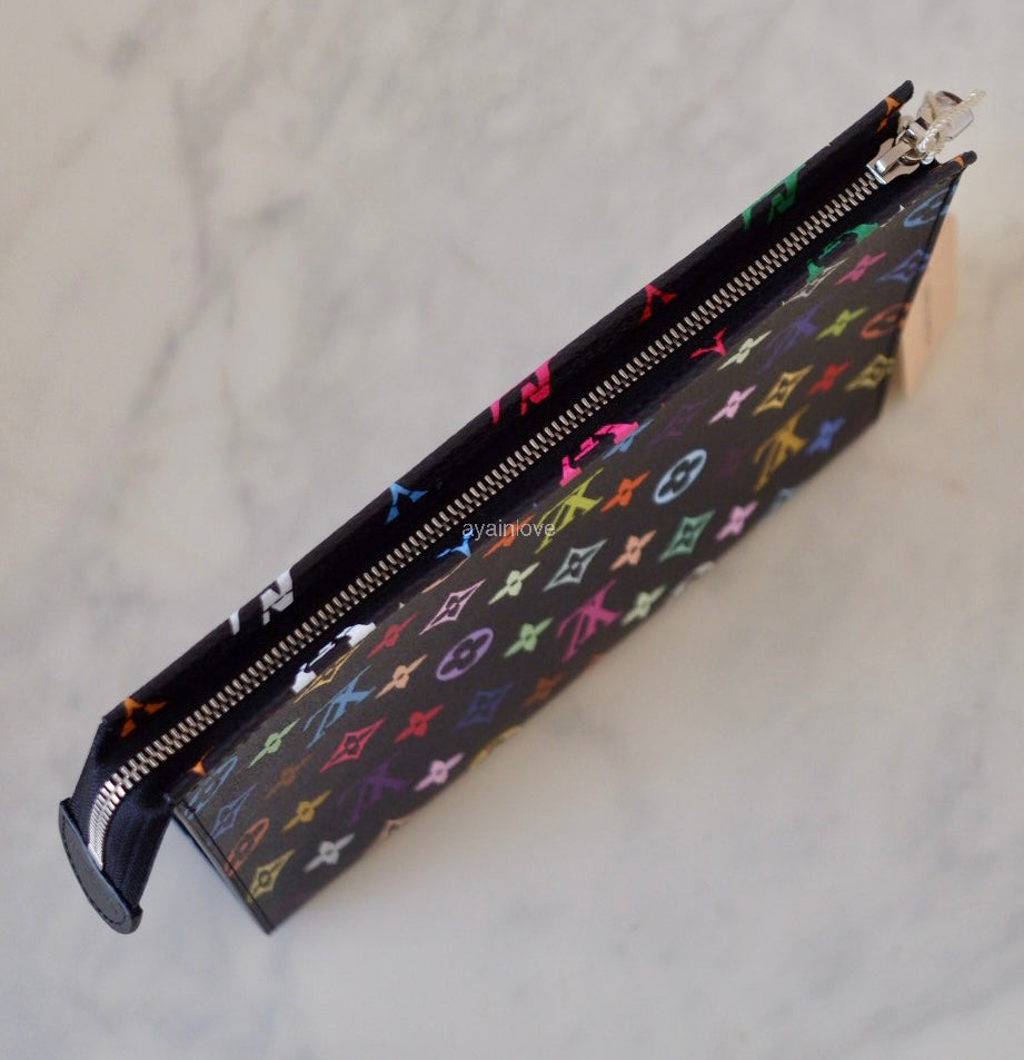 LOUIS VUITTON LV x TM Black Multicolour Rainbow Murakami Toiletry 26 Pouch
