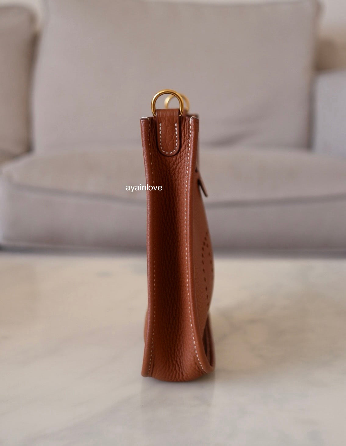 HERMES Mini Evelyne TPM 16 Amazone Gold Clemence Gold Hardware Z Stamp
