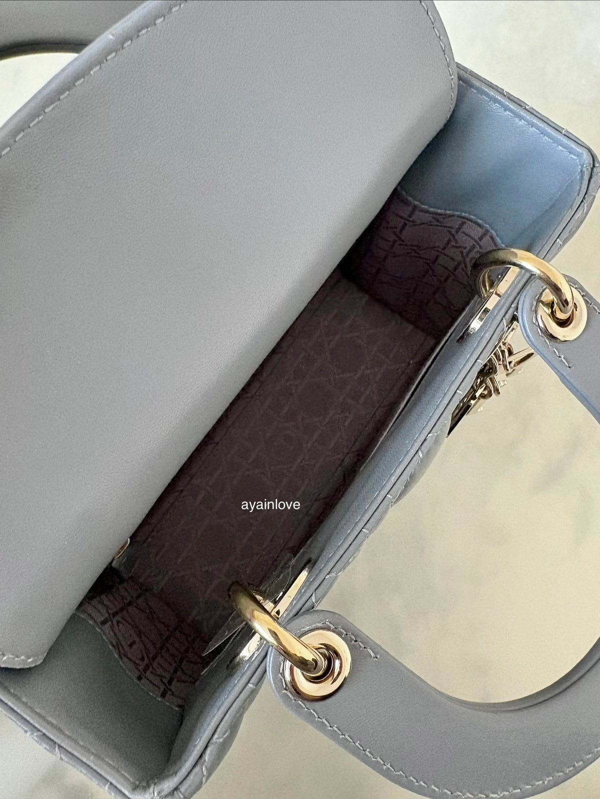 DIOR Small Lady Dior Grey Cannage Lambskin My ABCDior Bag