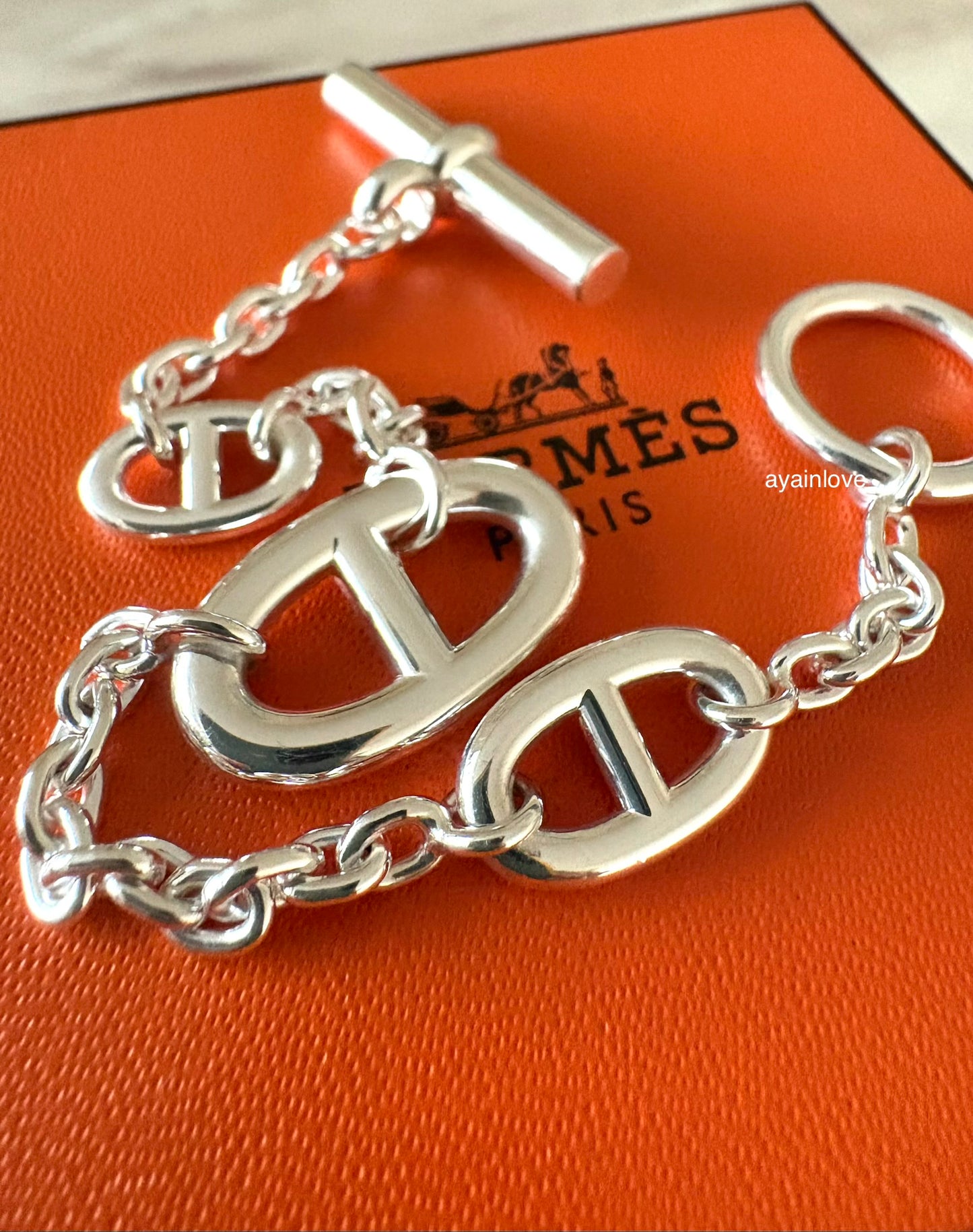 HERMES Farandole Sterling Silver Bracelet Size ST
