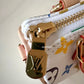 LOUIS VUITTON LV x TM White Multicolour Murakami Nano Speedy Gold Hardware