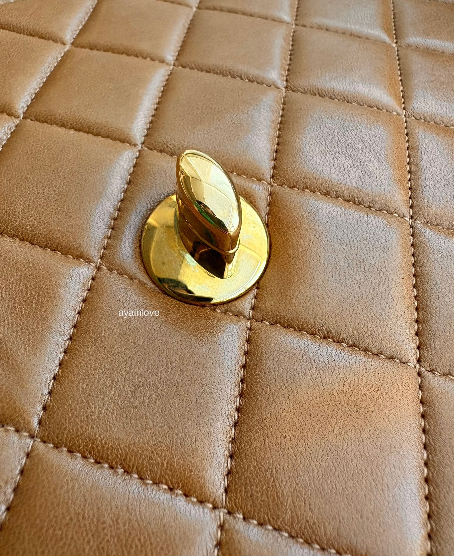 CHANEL Vintage Dark Beige Quilted Jumbo Classic Single Flap Oversized CC Bag 24KT Gold Plated Hardware Series 3