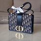 DIOR Montaigne 30 Blue Oblique Jacquard Medium Flap Bag Gold Hardware