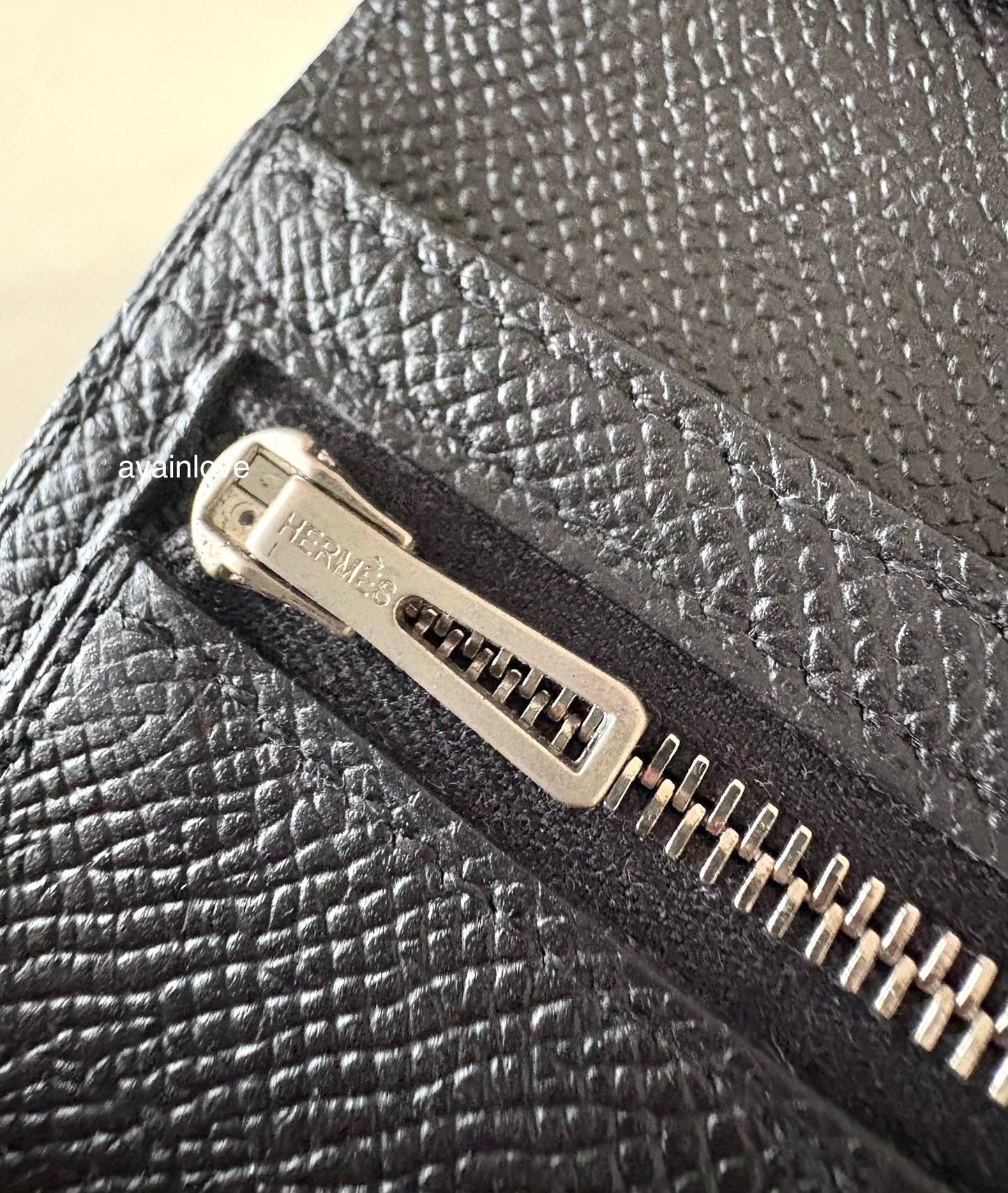 HERMES Bearn Compact Wallet Epsom Black Noir Palladium Hardware C Stamp