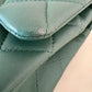 CHANEL Dark Green Lambskin Medium/Large Classic Flap Silver Hardware