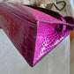 HERMES Kelly Pochette Rose Scheherazade Shiny Alligator Gold Hardware C Stamp