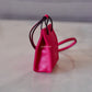 HERMES Pink Rose Mexico Leather Shopping Sac Bag Charm