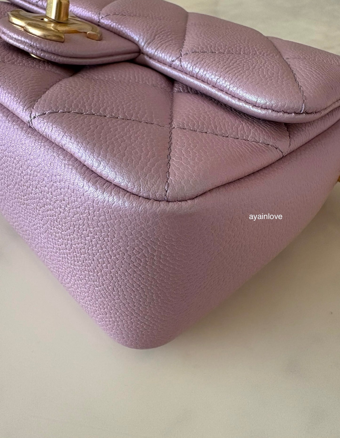 CHANEL 21K Iridescent Pink Caviar My Perfect Square Mini Flap Bag Gold Hardware