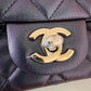 CHANEL 22B Iridescent Black (Purple Mermaid Undertone) Calfskin Square Mini Bag Light Gold Hardware
