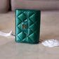 CHANEL 18S Iridescent Emerald Green Caviar XL Snap Card Holder Light Gold Hardware