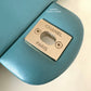 CHANEL 2022 Turquoise Blue Lambskin Microchipped Quilted Square Mini Flap Bag Light Gold Hardware
